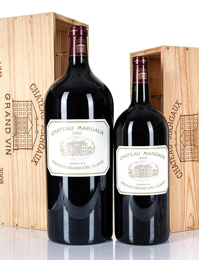 Lots 543-544: 1 double magnum & 1 imperial 2005 Chateau Margaux in OWC